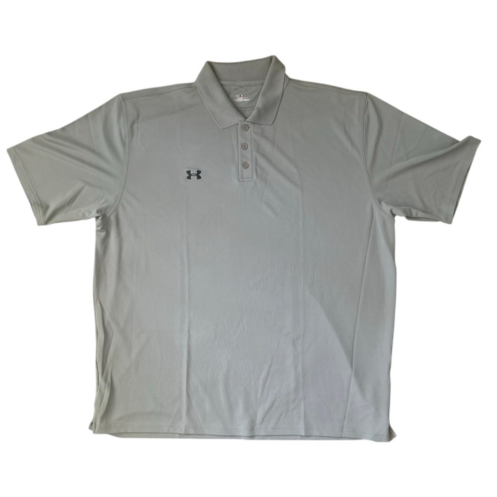 UNDER ARMOR Light Gray Polo Shirt - Heat Protection SIZE XXL Men’s Construction